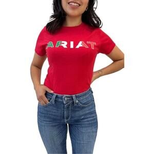 Women’s Ariat Red Mexico T-shirt Short Sleeve NWT Size XL Cotton